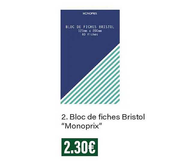 2. Bloc de fiches Bristol “Monoprix”