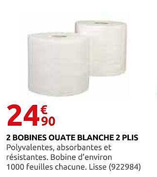 2 BOBINES OUATE BLANCHE 2 PLS