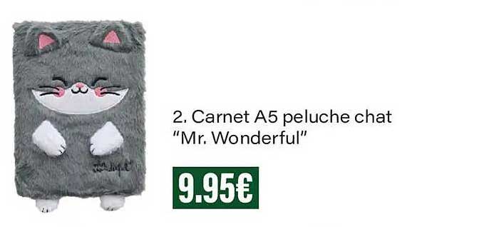 2. Carnet A5 peluche chat “Mr. Wonderful”