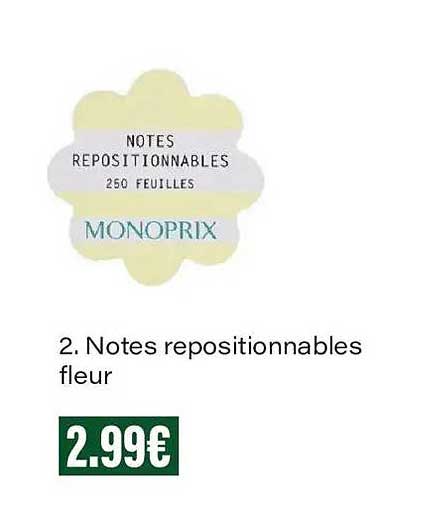 2. Notes repositionnables fleur