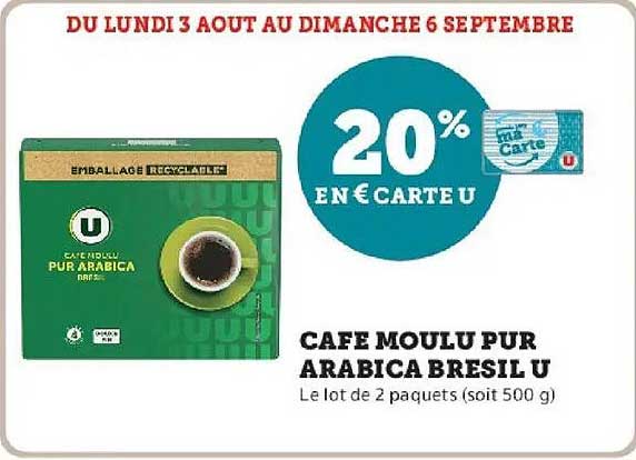 20% EN € CARTE U
