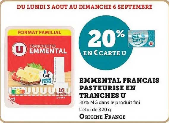 20% en € Carte U