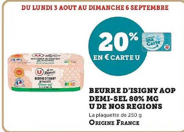 20% EN € CARTE U