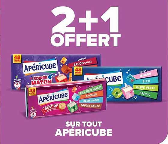 2+1 OFFERT SUR TOUT APÉRICUBE