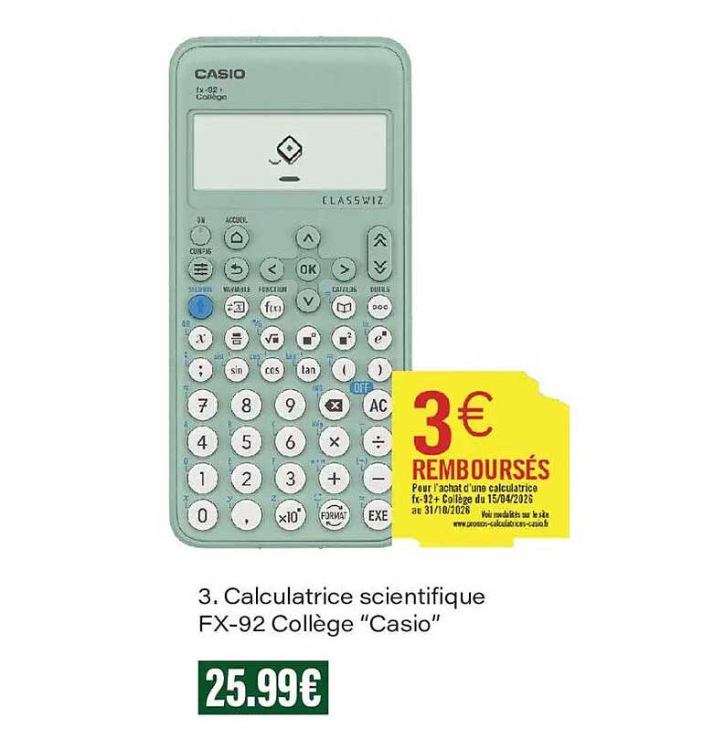 3. Calculatrice scientifique FX-92 Collège “Casio”