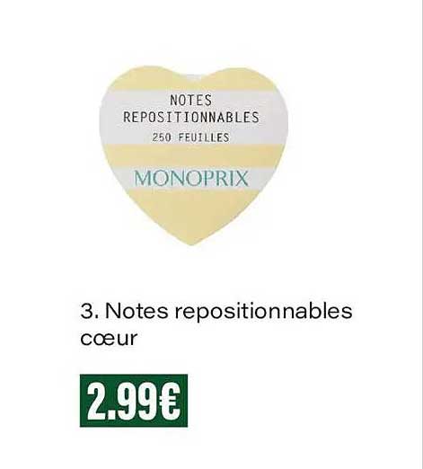 3. Notes repositionnables cœur