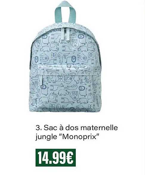 3. Sac à dos maternelle jungle “Monoprix”