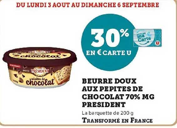 30% en € Carte U