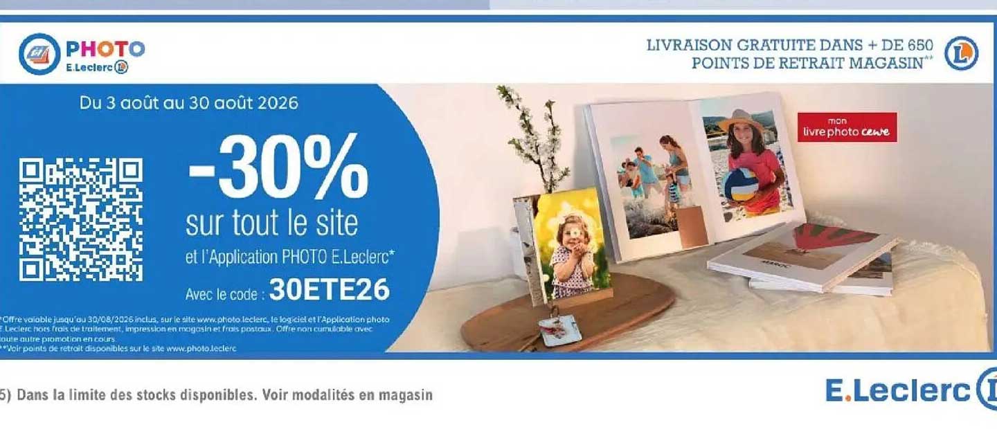 -30% sur tout le site et l'Application PHOTO E.Leclerc*