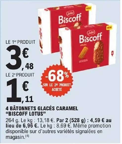 4 BÂTONNETS GLACÉS CARAMEL “BISCOFF LOTUS”