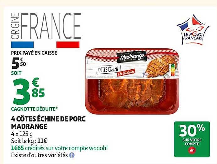 4 CÔTES ÉCHINE DE PORC MADRANGE