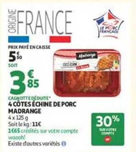 4 CÔTES ÉCHINE DE PORC MADRANGE