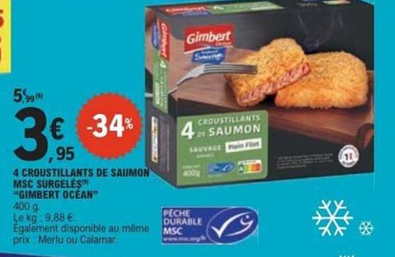 4 CROUSTILLANTS DE SAUMON MSC SURGELÉS "GIMBERT OCÉAN"