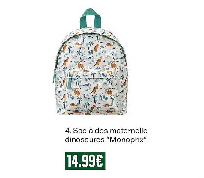 4. Sac à dos maternelle dinosaures “Monoprix”