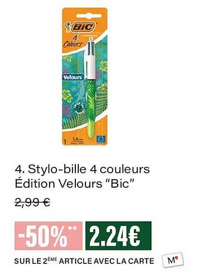 4. Stylo-bille 4 couleurs Édition Velours “Bic”