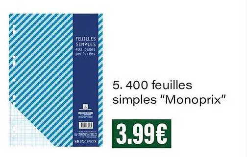 5. 400 feuilles simples “Monoprix”