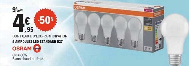 5 AMPOULES LED STANDARD E27