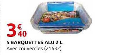 5 BARQUETTES ALU 2 L Avec couvercles (21632)