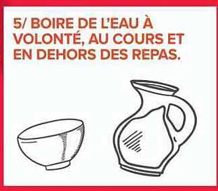 5/ BOIRE DE L'EAU À VOLONTÉ, AU COURS ET EN DEHORS DES REPAS.