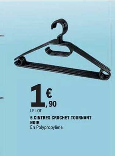 5 CINTRES CROCHET TOURNANT NOIR