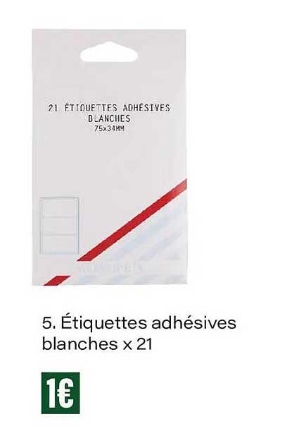 5. Étiquettes adhésives blanches x 21