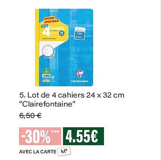 5. Lot de 4 cahiers 24 x 32 cm “Clairefontaine”