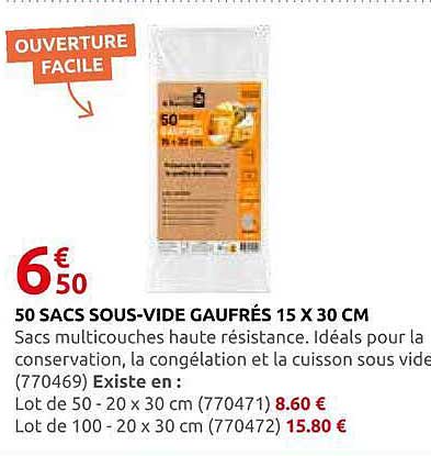 50 SACS SOUS-VIDE GAUFRÉS 15 X 30 CM
