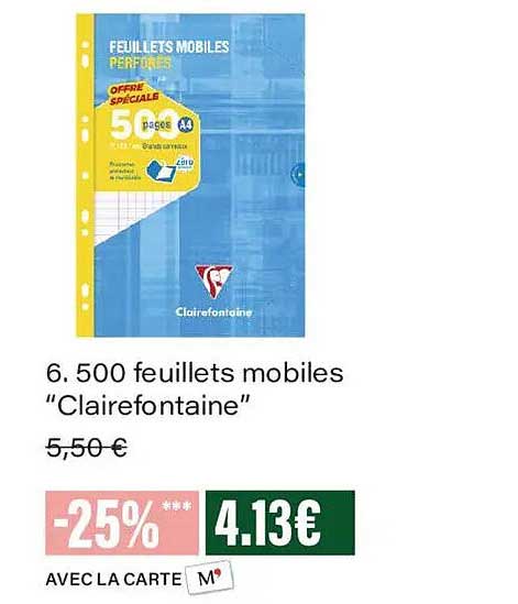 6. 500 feuillets mobiles “Clairefontaine”