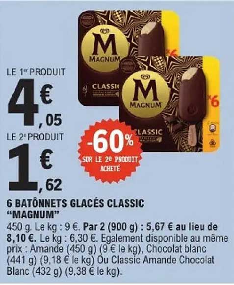 6 bâtonnets glacés Classic "Magnum"