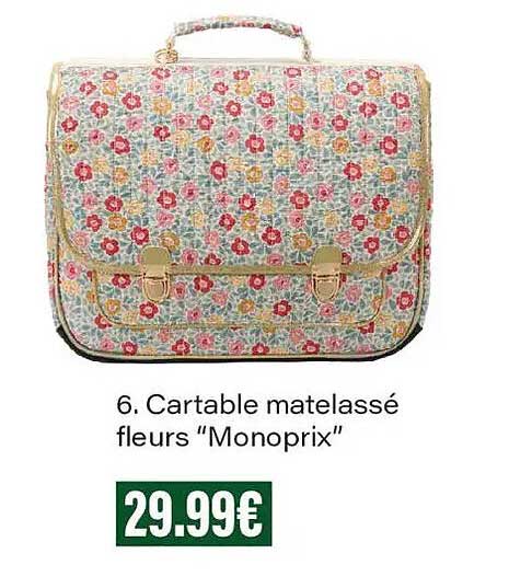 6. Cartable matelassé fleurs “Monoprix”
