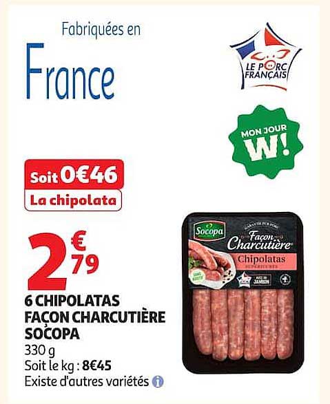 6 CHIPOLATAS FACON CHARCUTIÈRE SOCOPA