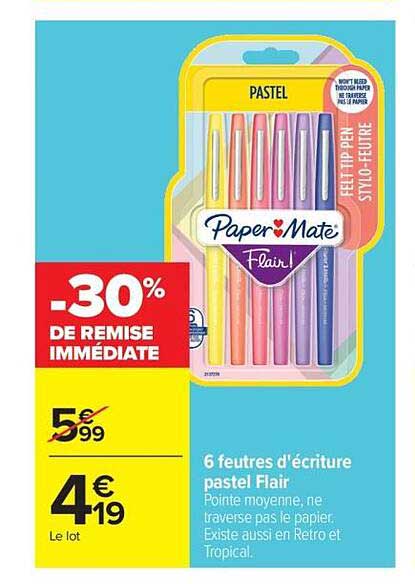 6 feutres d’écriture pastel Flair