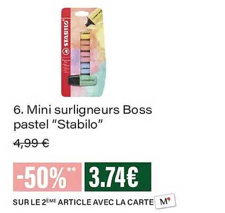 6. Mini surligneurs Boss pastel “Stabilo”