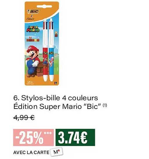 6. Stylos-bille 4 couleurs Édition Super Mario “Bic” (1)