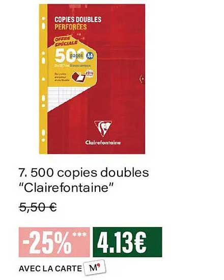 7. 500 copies doubles “Clairefontaine”