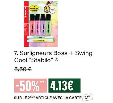 7. Surligneurs Boss + Swing Cool “Stabilo”