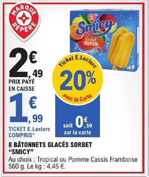 8 BÂTONNETS GLACÉS SORBET “SMICY”