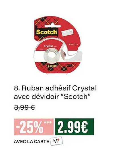 8. Ruban adhésif Crystal avec dévidoir “Scotch”