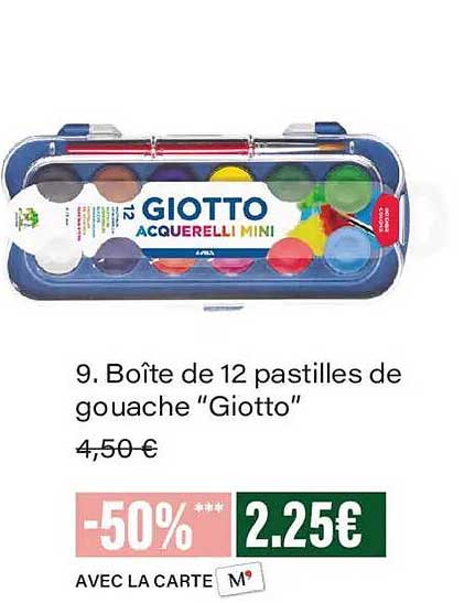 9. Boîte de 12 pastilles de gouache “Giotto”