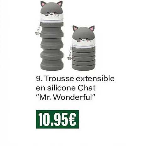 9. Trousse extensible en silicone Chat "Mr. Wonderful"