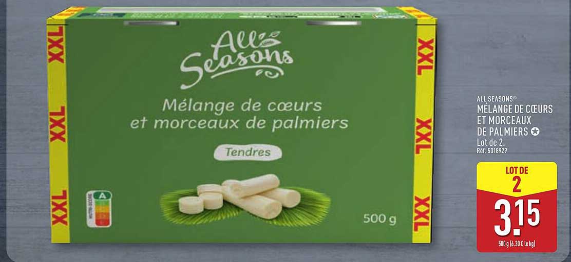 ALL SEASONS® MÉLANGE DE COEURS ET MORCEAUX DE PALMIERS