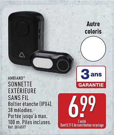 AMBIANO® SONNETTE EXTÉRIEURE SANS FIL