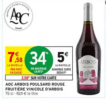 AOC ARBOIS POULSARD ROUGE FRUITIÈRE VINICOLE D’ARBOIS