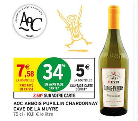 AOC ARBOIS PUPILLIN CHARDONNAY CAVE DE LA MUYRE
