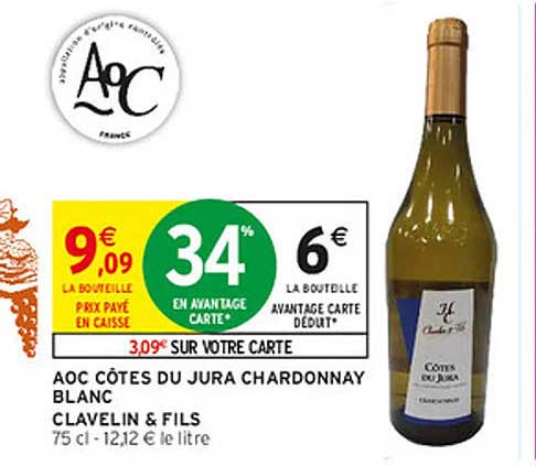 AOC CÔTE DU JURA CHARDONNAY BLANC CLAVELIN & FILS