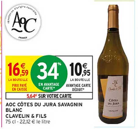 AOC CÔTES DU JURA SAVAGNIN BLANC CLAVELIN & FILS