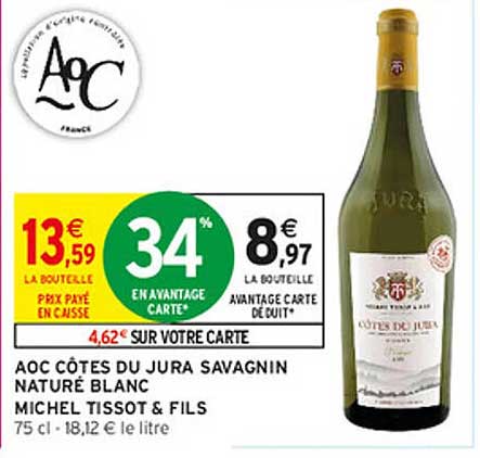 AOC CÔTES DU JURA SAVAGNIN NATURE BLANC MICHEL TISSOT & FILS