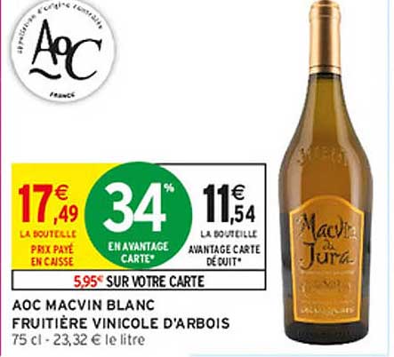 AOC MACVIN BLANC FRUITIÈRE VINICOLE D’ARBOIS
