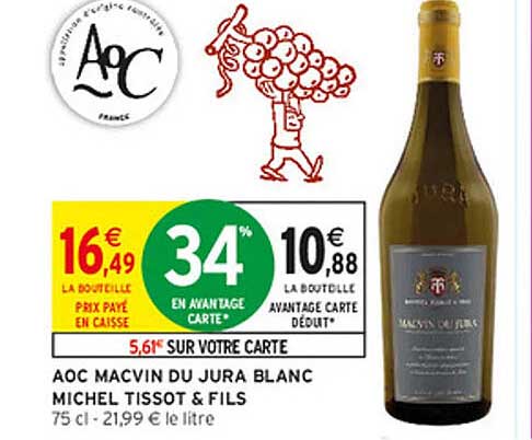AOC MACVIN DU JURA BLANC MICHEL TISSOT & FILS