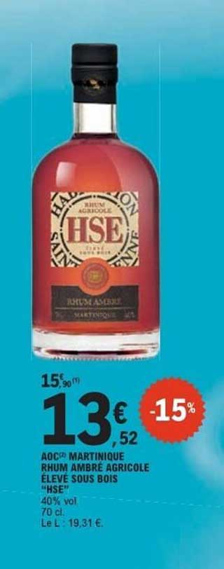 AOC MARTINIQUE RHUM AMBRÉ AGRICOLE ÉLEVÉ SOUS BOIS "HSE"